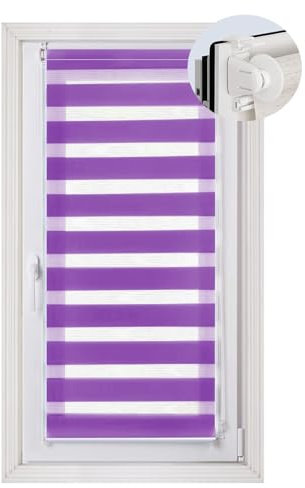 Thermorollo ohne Bohren 40 x 210 cm Sonnenschutz & Sichtschutz Rollo Seitenzugrollo mit Klemmträger für Fenster & Tür, Lila