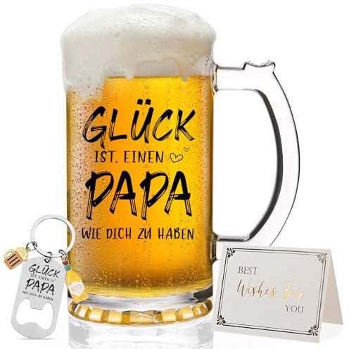 Joymaking Bierkrug mit Gravur, Personalisiertes Geschenk für Papa, Bierglas für Vatertag, Geburtstag, Weihnachten - 0,5L