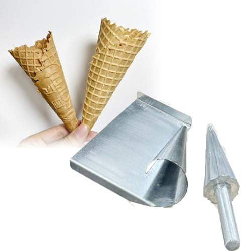 McbeAn Ice Cream Cone Maker, Waffle Cone Mold, 50mm Ice Cream Roll Cylinder Mold, Comfortable Handle, Rapid Prototyping, Aluminium, Silver and Gray