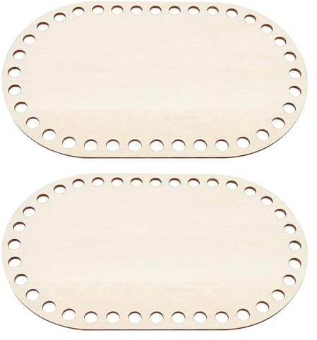 hifrom 2 Stück Korbboden zum Häkeln Naturholzkorbboden, Kreis Blank Crochet Basket Holzbasis Selfmade Korbboden Rund Formen Crochet Basket für DIY Basket Craft Making Home Decoration (Oval 30 * 20cm)