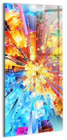 Wallfluent Glasbild Mit Motiv Gehärtetes Glas Bild Dicke 4mm 70x140cm Wanddekoration Für die Küche Badezimmer und Schlafzimmer Wandbild - 3D-Komposition mit gesättigten Farben