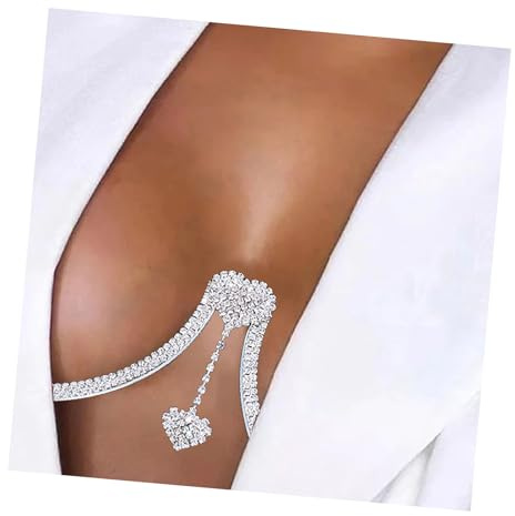 Catena per il corpo bikini da spiaggia reggiseno catena lingerie collana night club accessori catena petto cristallo per le donne, libera, metallo non prezioso, senza pietre preziose, Free, Metallo