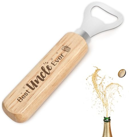Best Uncle Gifts Bottle Opener Uncle Father‘s Day Gift for Uncles Birthday Gifts from Nephew Wooden Handle Bottle Opener Wine Beer Soda Glass Cap Opener Gift for Men Who Have Everything Christmas