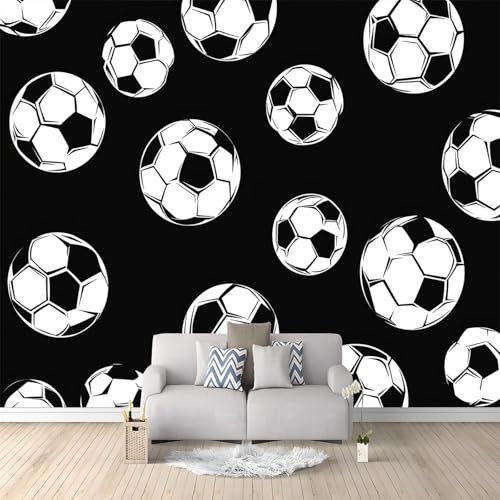 Mural Wallpaper Watercolor Seamless Football Photo Wallpaper Bedroom Living Room Decoration Poster 400 x 280 cm Non-Woven Premium Art Print Wall Mural 3D Effect White