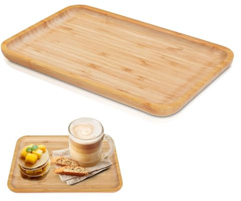 Bandeja de Bambú, Bandeja de Baño de Bambú, Bandeja Madera Rectangular, Bandeja Bambú Rectangular, Bandejas de Madera, Bandeja Pequeña de Bambú para Vajilla Cosmética Pequeña Planta Postre