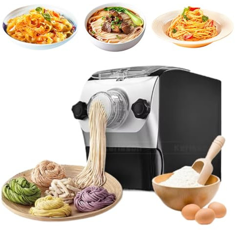 Generic Automatic 8-in-1 Electric Pasta Maker Machine, Black Plastic, 3 Min Kneading, 10 Min Noodles, 8 Shapes, 650g Capacity