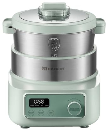 MOKKOM Electric Dough Maker with Proof Dough Function, Microcomputer Timing, 6.34Qt 304 Stainless Steel Bowl, Household Dough Maker Kitchen Flour Kneading Machine, Green