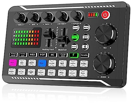 OLSKFUH Kit De Carte Son, Microphone De Podcast, Kit De Carte Son, Micro À Condensateur De Studio Professionnel Et Mixeur De Son en Direct F998, Configuration De Studio,