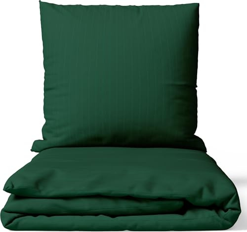Leonado Vicenti Satin Bettwäsche 135x200 cm Grün | 100% Baumwolle Damast | 4-Jahreszeiten Set mit Kissenbezug 80x80 cm | Premium Qualität | Weich & Hautfreundlich | Mit Reißverschluss