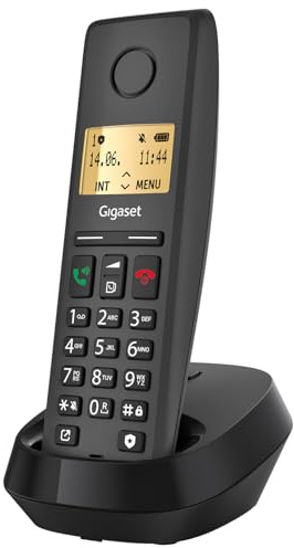 Gigaset PURE 220 - DECT-telefon – med knapp för samtalsblockering och handsfree-funktion – Hörapparatkompatibel, adressbok med plats för 80 kontakter, antracitsvart [Kompatibel in SE, ES]