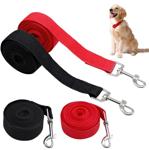 Pack of 2 Recall Lead for Dogs, 3M Long Recall Lead with Metal Hooks, Training Lead for Small, Medium and Large Dogs