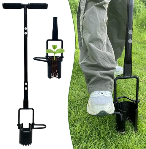 Laaorr Bulb Planter Tool, Long Handled Bulb Planter with Serrated Base Bulb Planting Tool with Soft Grip Garden Bulb Transplanter for Digging Holes to Plant Tulips, Iris, Daffodils Seedlings