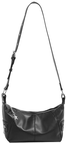 Qsvbeeqj Bolso de hombro de cuero bolsos de noche terrón monedero PU cuero honda bolso bolso de moda bolso de antebrazo para mujeres niñas silla de montar bolsa