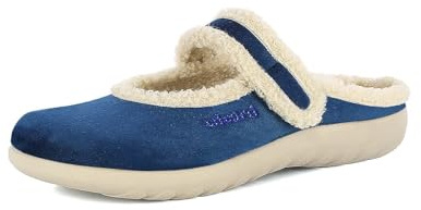 inblu Ballerine Donna con Calda Ecopelliccia, Suola Leggera e Fibbia Regolabile, Pantofole, Blu, 36 EU
