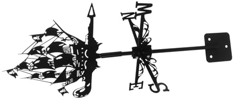 TOYANDONA Veleta de Hierro Barco Pirata para Jardín y Patio, Decoración de Veleta Montada en Techo, Paleta de Metal Resistente para Exteriores, Indicadora de Dirección del Viento