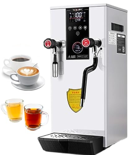 Pealiritansemen - Espumador de leche profesional (12 L, calentador de agua rápido y espumador de leche, 2500 W, pantalla LED de temperatura y manómetro de presión de vapor, para cafés, restaurantes y