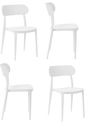 Home Heavenly® Pack 4 Sillas Fiore – Sillas de Polipropileno para Interior y Exterior – Diseño Ligero y Apilable – Sin Montaje – 51x48x80 cm – Sillas de Comedor, Terraza o Cocina, Color Blanco
