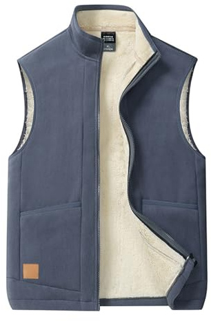 Gilet en peau de mouton à col pour homme, Gilet polaire à col uni pour homme, Vestes chauffantes légères décontractées coupe régulière Vestes sans manches Haut de gilet tendance uni Gilet durable et