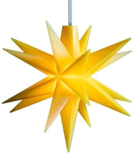 ZICOM LED Weihnachtsstern Mini-Stern 18-Zacken wetterfest, gelb Ø 8cm,Timer 6h, mit Batteriefach für 3xAA, 4,5V, Innen und Außen für Weihnachten, Hochzeiten, Party, Dekoration, Geschenkidee