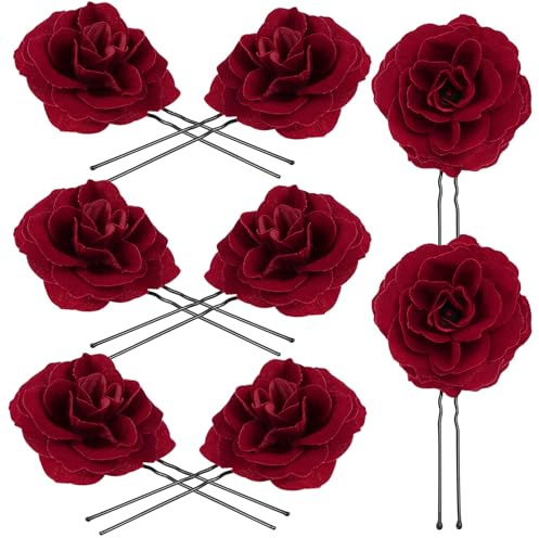 FRCOLOR 8piezas Horquillas de Boda Vintage Horquillas para Novias Forma Color Oscuro Accesorios Decorativos para Bodas Bailes Cumpleaños Tocados de Pelo Flores