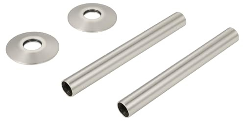 VANCOCO 2Pcs 130mm×18mm Radiator Pipe Sleeves, Satin Nickel Radiator Collars Cover Pair Radiator Pipe Covers