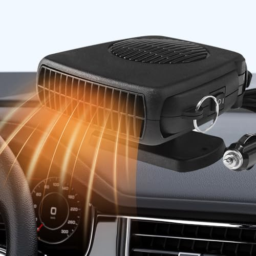 XEERUN Auto Heizung 12v, Auto Heizlüfter, Tragbare Heizlüfter Auto, Autoheizung 12v, Schnelles Aufheizen Entnebeln, 2 in 1 Heizung Auto, 360°standheizung, Frontscheibenheizung(Schwarz-2)
