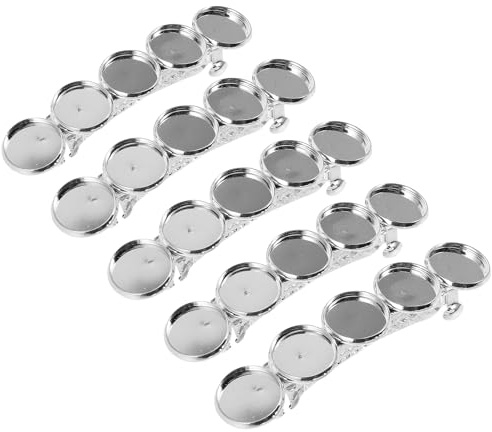 BESTonZON 5 Stück Selbstgemacht Haarspangenfassung Rund aus Kupfer mit Rillen Deckel Basis für Selbstgemachten Haarschmuck Kleine Leere Schmuckfassung für Kreative Haarspangen
