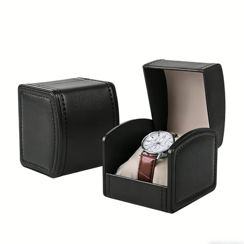 Ziyonix Scatola per Orologi, PU Porta Orologi da Viaggio in Pelle Scatola Porta Orologi con Cuscino Rimovibile Cassa per Orologio Singola Custodia Orologi Scatola Regalo per Uomo Donna(Nero)