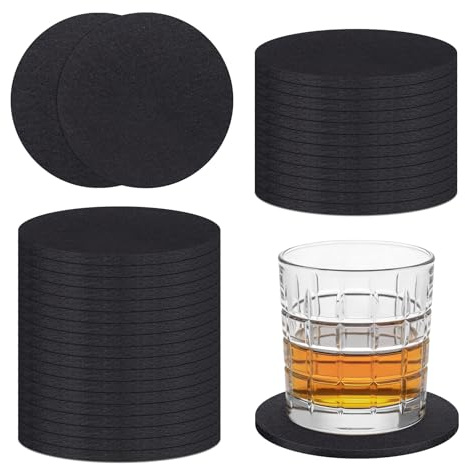 VIBRATITE 30 Stück Filzuntersetzer Rund 10 cm, Schwarz | Polyesterfilz, 0,5 cm Dicke, Tischschutz, Waschbar, Für Getränke, Bar, Küche, Zuhause, DIY Bastelprojekte