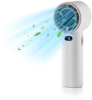 Dioche Ventilador Portátil de Mano con Pantalla LED | Mini Ventilador Recargable USB, Viento de 100 Velocidades para el Hogar, la Oficina y los Viajes | Personal Ligero de Mano (WHITE)