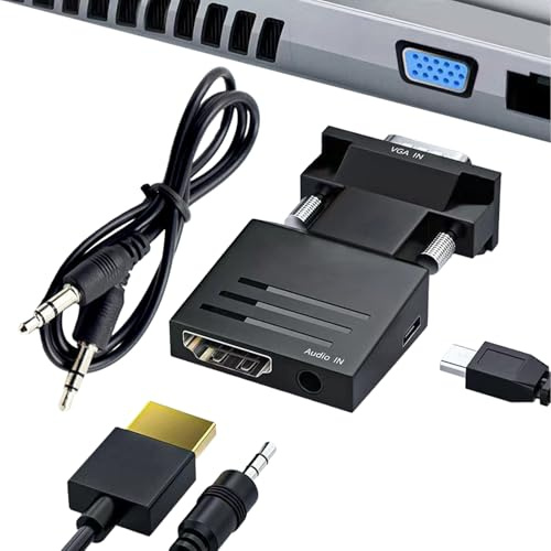Adaptador compacto VGA macho a hembra, convertidor USB a VGA, pantalla de 7 x 3 cm con soporte de señal HD, adaptador de carcasa de aluminio con Plug and Play, convertidor de monitor, proyector y