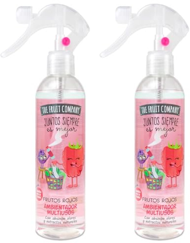 The Fruit Company Spray Multiusos Frutos Rojos 250 ml – Ambientador Absorbe Olores para Hogar y Textiles – Pulverización Fina, Aroma Dulce y Fresco