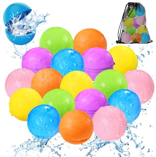 KOKODI Magnetiska självförseglande återanvändbara vattenballonger, 18 st silikonballonger, snabb fyllning, vattenleksaker för barn 3+ vuxna, perfekt för trädgård, strand, sommarfest