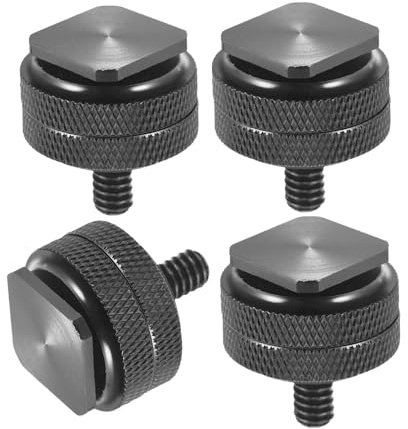 Adaptador de Zapata Doble Tornillo para Flash de 1/4 Pulgada | Aleación de Aluminio Negro, 4 Piezas Hueco de 1/4 y Zócalo Hot Shoe, Fijación para Cable Ttl y Disparador