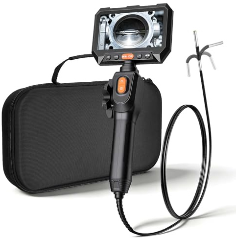 VEVOR Caméra Endoscopique 180° 2 Voies Endoscope avec Sonde 3,9 mm Caméra Inspection pour Canalisation Automobile avec Éclairage, Écran IPS HD 5 pouces, Câble Serpent Flexible 1,5 m, Zoom 8x, 5000 mAh