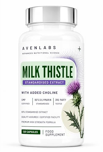 Milk Thistle Capsules 12,500mg Equivalent | Standardised to 80% Silymarin | with Choline & Dandelion Root | 120 Vegan Capsules | 4 Month Supply | 3rd Party Tested | Food Supplement