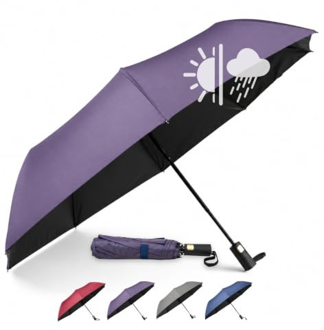 QILZO Paraguas Solar UPF 50 | Sombrilla de Mano para el Sol | 2 En 1: Lluvia y Protección UV | Automático Antiviento | 8 Varillas de Fibra de Vidrio | Diámetro 100 cm