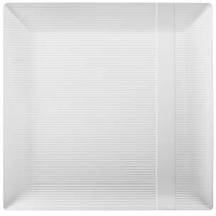 Exquisite Disposable-White-Plastic-Plates-Square Linear (40 Pack) Wedding Dinner Fancy Tableware Dishes (10.25 Inch., White) Single Size Set