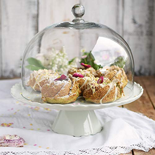 Encanto: Plato para Tartas „Sweet Flower“ en Mint Verde Claro con Campana, Ø 34 cm