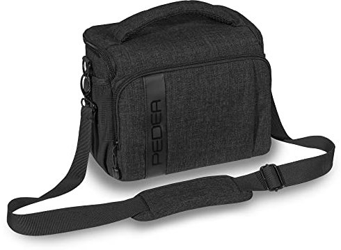 Pedea Kameratasche Fashion für Spiegelreflex DSLR SLR Spiegelreflexkamera Fototasche für DLSM Systemkamera mit Regenschutzhülle für Zubehör und Objektive, Gr. XL schwarz