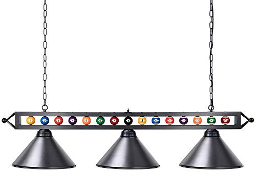 Pool Table Lights, Wellmet 59 inch Billiard Table Light with 3 Metal Shades, Adjustable Snooker Pool Table Lighting with Metal Billiard Decor, Perfect for Game Room, 6ft 7ft 8ft Billiard Pool Tables