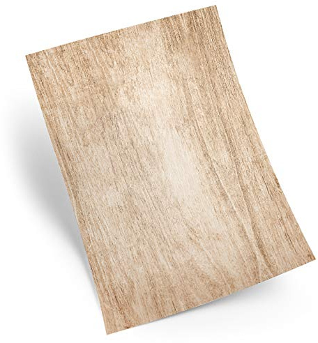 Briefpapier Rustikal, 100 Blatt: Menükarte Papier, Speisekarte Holz-Optik, Einladungskarte Vintage, Bastelpapier Set, Für Hochzeit, Taufe, Geburtstag, Party, Restaurant, Tischdeko Brief Beige, DIN A4