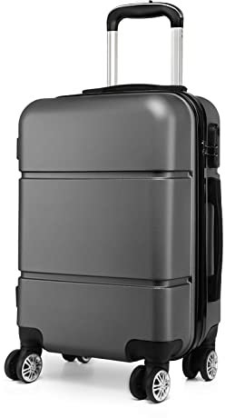 KONO Reisekoffer Handgepäck Koffer mit Rollen Hartschale Trolley 55x38x22cm 33 Liter Leichtgewicht ABS Grau