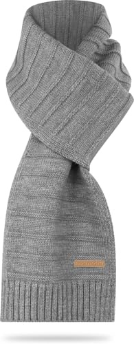 normani Weicher und Warmer Winterschal mit Wolle - hochwertiger Strick für Damen und Herren - vielseitige Länge, Elegantes, schlichten Design Farbe Grau