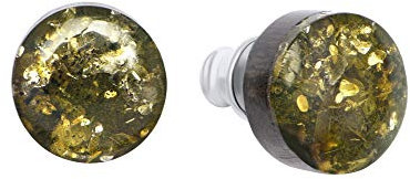 ANDANTE Premium Collection - Master of Zen - Echte Natur OSTSEE Bernstein Ohrstecker, 925 Sterling Silber und Schwarze Eiche ** Pachamama - die Erdgöttin ** Zertifiziert