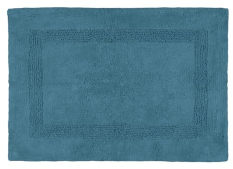 STOF Teppich für den Innenbereich, Größe 50 x 80 cm, 100% Baumwolle, Farbe: Petrole, Modell Softness, ideal für alle Räume des Hauses, waschbar, weich und bequem