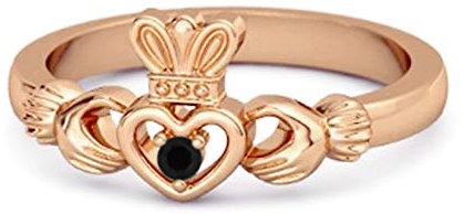 Multi Wählen Sie Ihren Edelstein Zierlich Claddagh 0,02 Ctw 925 Sterling Silber Rosévergoldeter Kronenring (49 (15.6), weiß cz)