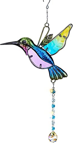 Sonnenfänger Kristall, KUWAN Sonnenfänger Fenster Deko,Kristalle Deko Anhänger Garten Dekoration Kolibri-Form