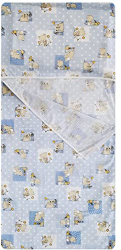 Panini Tessuti Sac de Couchage d'été pour Les bébés de 2 à 6 Ans - Tissu 100% Coton - Made in Italy (Sac de Couchage Ours et Abeilles Bleus)