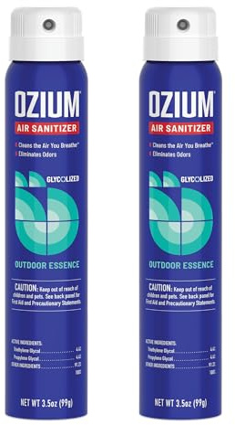 Ozium 3.5 Oz. Air Sanitizer & Odor Eliminator for Homes, Cars, Offices and More, Outdoor Essence Scent, 2 Pack